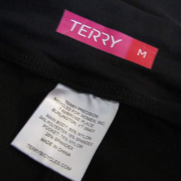 TERRY GRAND TOURING Padded Cycling Shorts Women's sz M Black Zip Pocket - Picture 3 of 7
